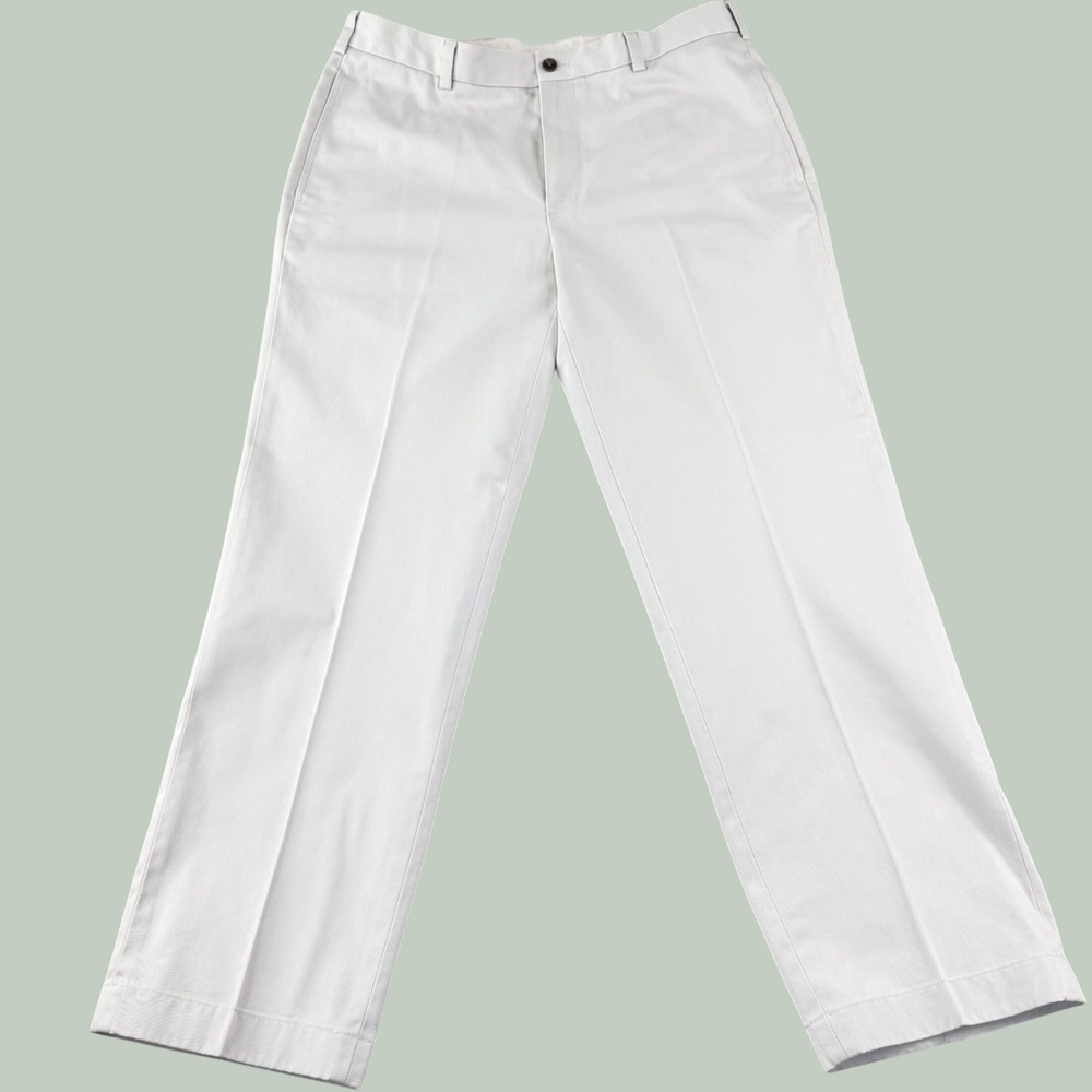 Brooks Brothers 346 Advantage Chino Pant Men 35x30 Stone Khaki Flat Front Cotton